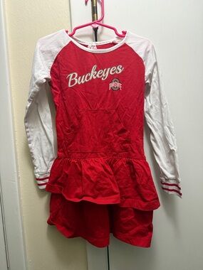 Buckeyes Red & White Girls' Raglan Dress